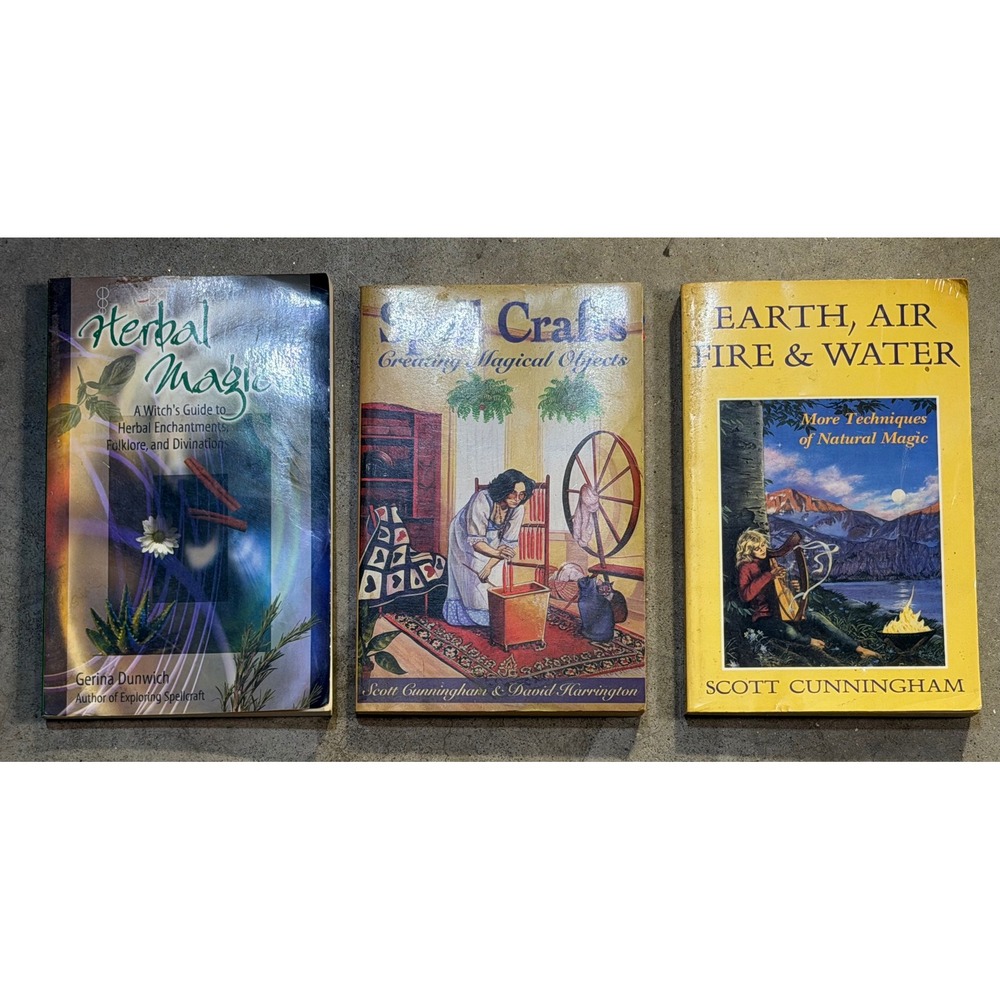 Lot of 3 Vintage Wiccan Occult Books Scott Cunningham Spell Crafts Herbal Magick